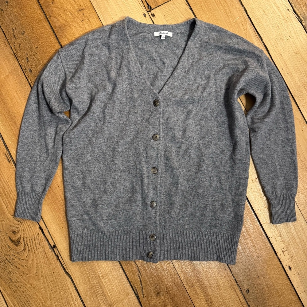 Madewell Women’s Gray Merino Wool Blend Button Down Cardigan Sweater XS